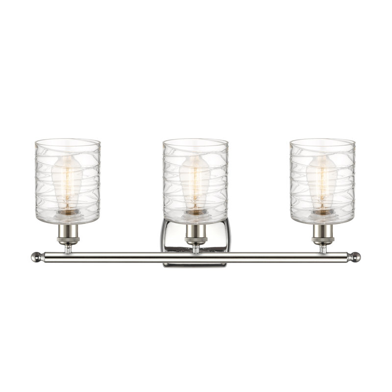 Éclairage de salle de bain à intensité variable à 3 lumières Leilani, Ampoule incandescente rétro de 60 watts, Nickel poli