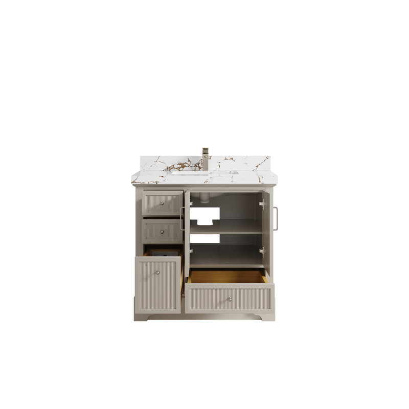 Alys 36'' Single Bathroom Vanity with Quartz Top, Viola Gold