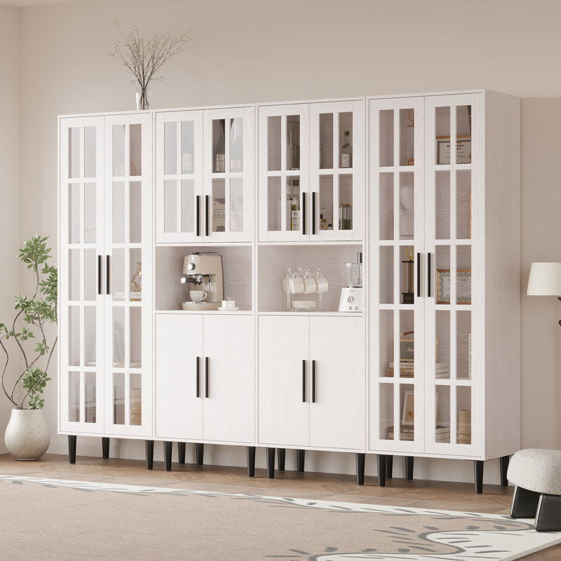 70.9'' H X 94.48'' W Book Cabinet Storage Bookcase Set, White