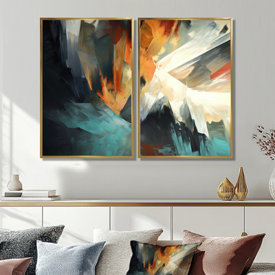 Orange And Blue Abstract Mixed Colors I - Abstract Minimalism Large Wall Art