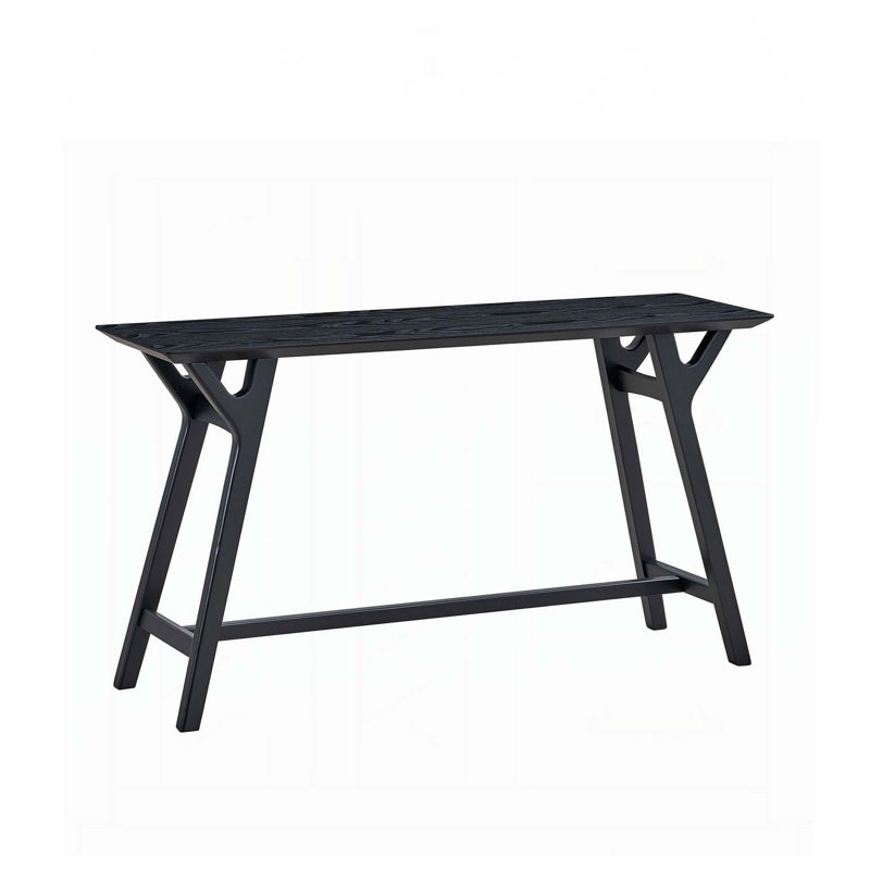Versatile Narrow Console Table With Solid Wood Legs For Various Spaces, Black