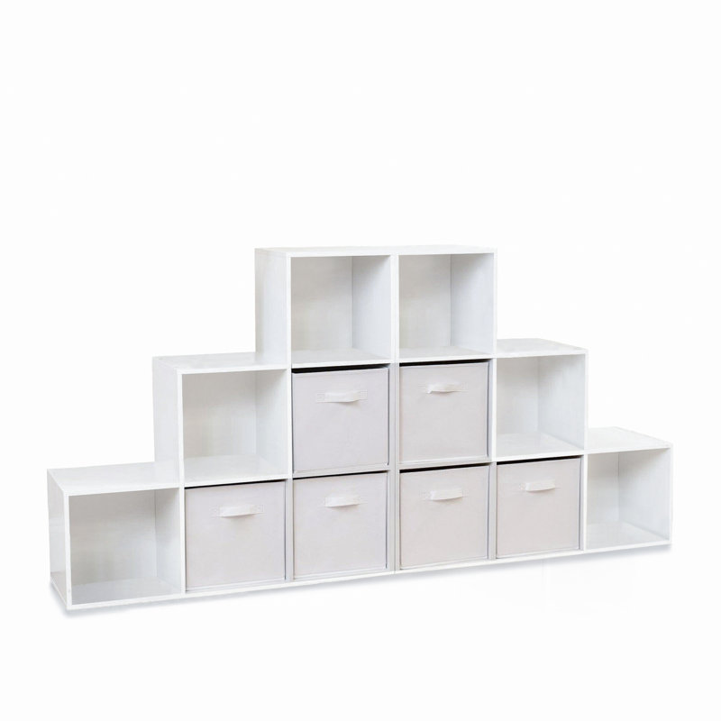 Northville 12 Cube Bookcase Ladder Storage Unit - Two 6 Cube Units, White, No