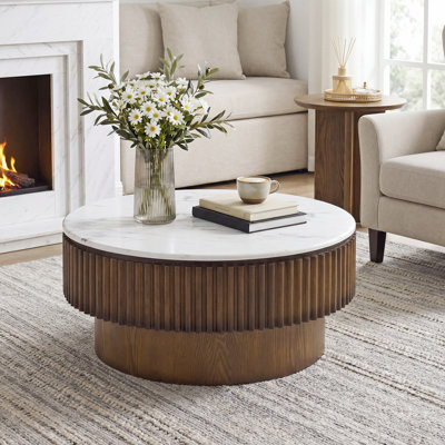Tables basses et cocktails avec rangement dissimulé, 80 cm (31,49 po) en MDF effet marbre, style moderne pour la maison