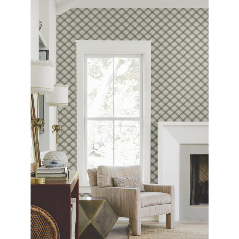 Bayside Basket Weave Wallpaper Roll, Mocha