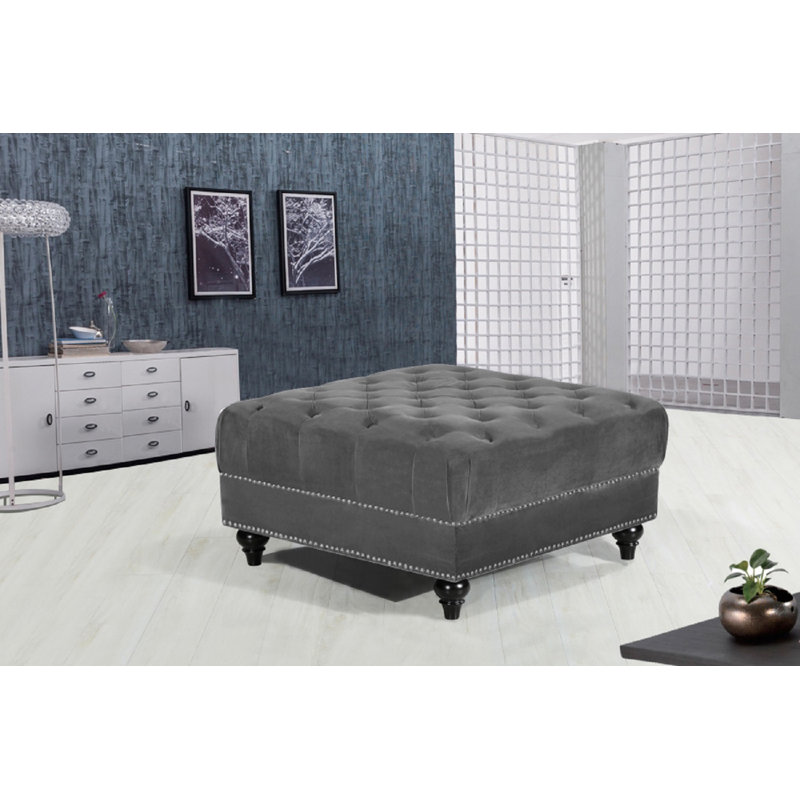 Crosier 85cm Wide Tufted Square Ottoman, Grey
