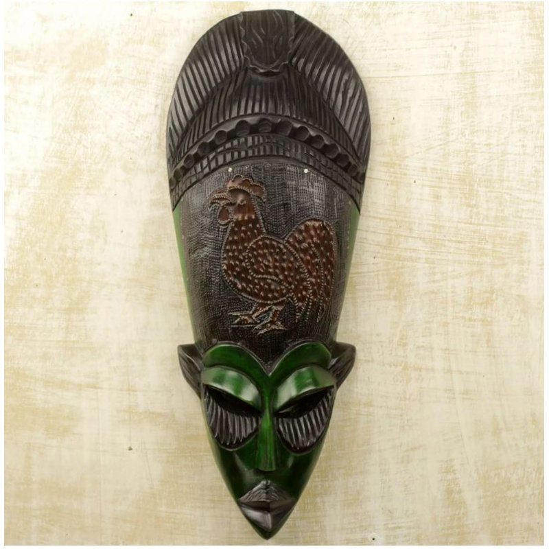 Décoration murale masque en bois coq mask stalwart