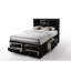Lit de rangement double de couleur noire, design - 8 tiroirs, sans sommier, fabrication en bois sculpté