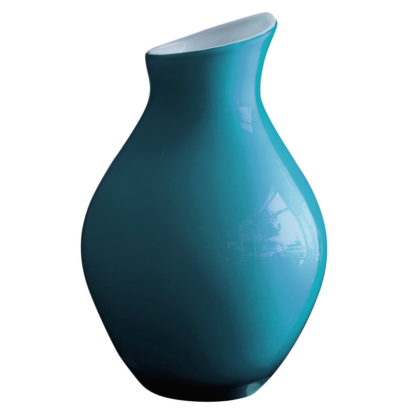Vase de table en verre à haute qualité gift Macrae, Turquoise, H 13 po x l 7,75 po x P 7,75 po