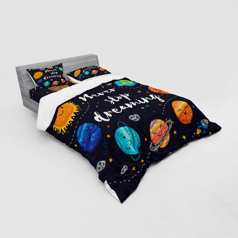 Ensemble de housse de couette "space outer" à l’extérieur de la lune en grappe solaire cosmos d’illustration de soleil