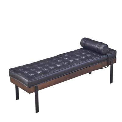 Clarkson Solid Wood Frame Genuine Leather Bench