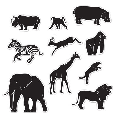 Silhouettes d'animaux de la jungle - 6 "à 15" - paquet de 12