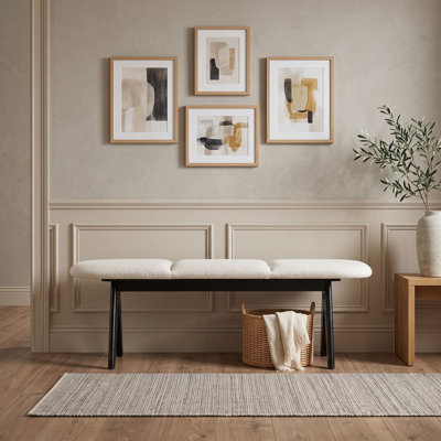 Upholstered Bench with Wood Legs