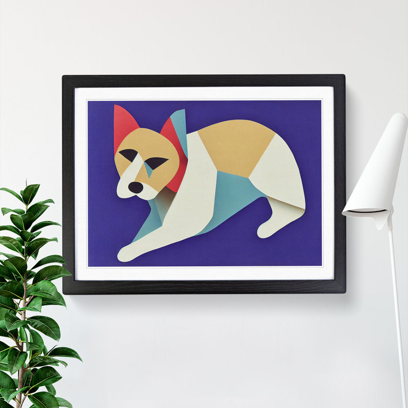 Dog Abstract - Single Picture Frame Print, 46cm H x 64cm W x 2cm D, Black