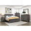 Mobilier de chambre à coucher moderne et élégant 1 pièce beau lit gris brunâtre et finition argent antique-676740347