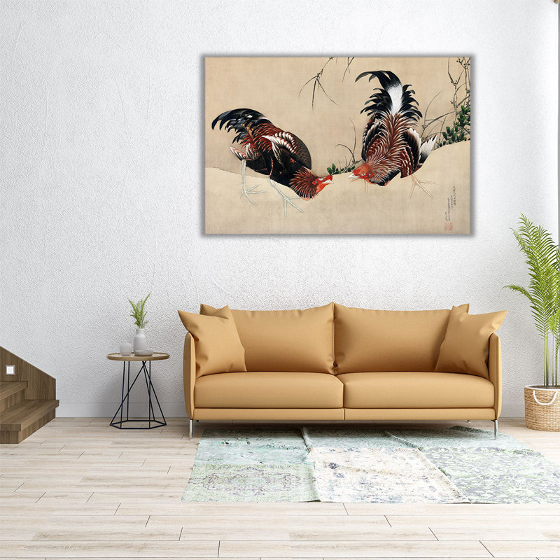 Gamecocks, 1838 - reproduction d'art sur toile, H 12 po x l 18 po