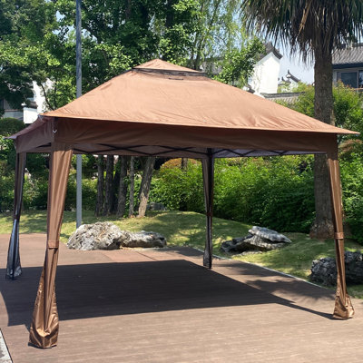 Outdoor Gazebo Canopy 11X11ft, 2 Soft Top, Steel Frame, Water- , For Backyard Camping And Shows 11X11ft Tent With Removable Netting, Protection Garden