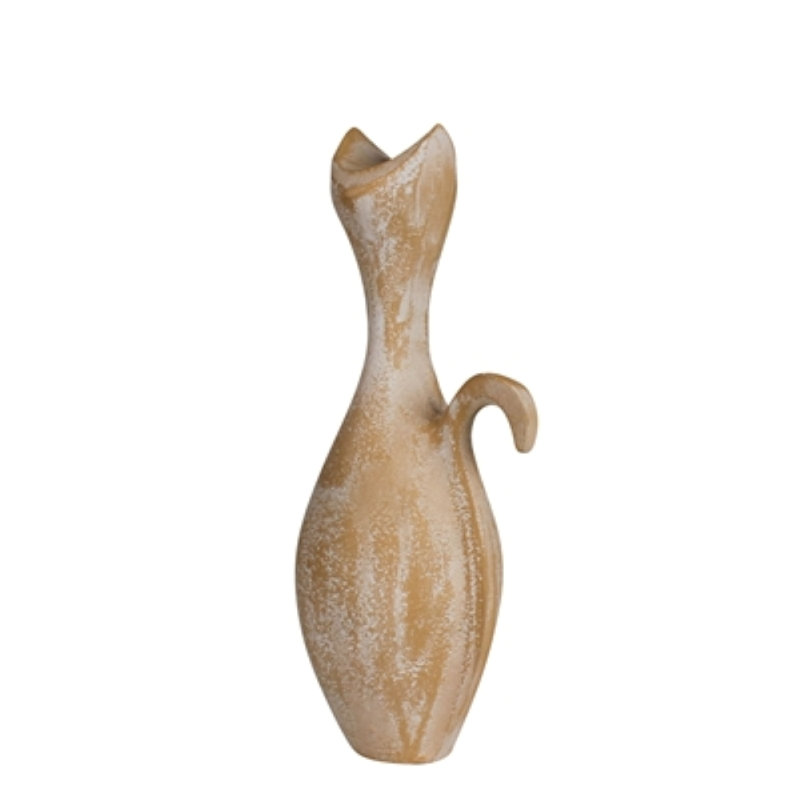 Grand chat - Sm, terre cuite blanchie, H 7,5 po x l 2,5 po x P 3 po, Orange
