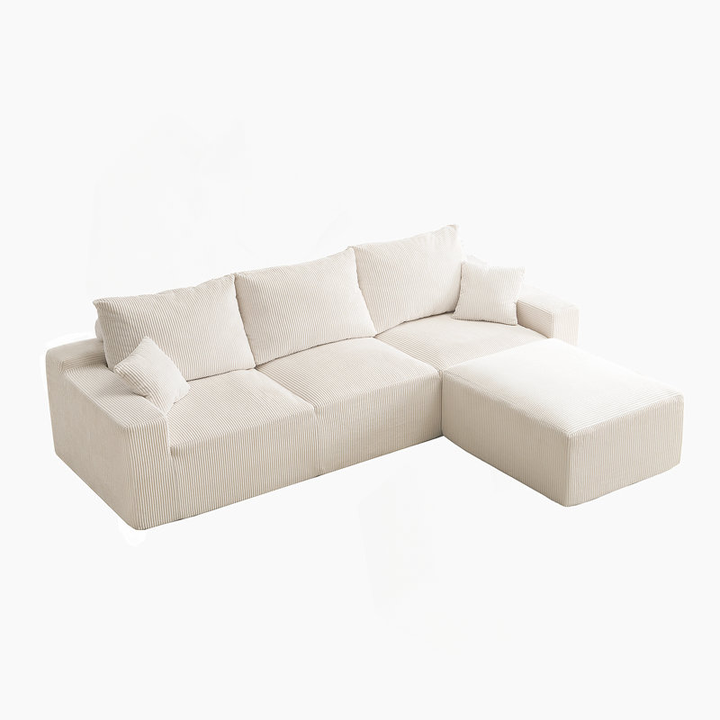 Canapé modulaire en L avec technologie de compression complète, canapé 3 places Cloud, sans assemblage, conception modulaire pour le confort du salon