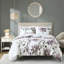 Drap-housse édredon mauve à motif floral avec draps lavables à la machine