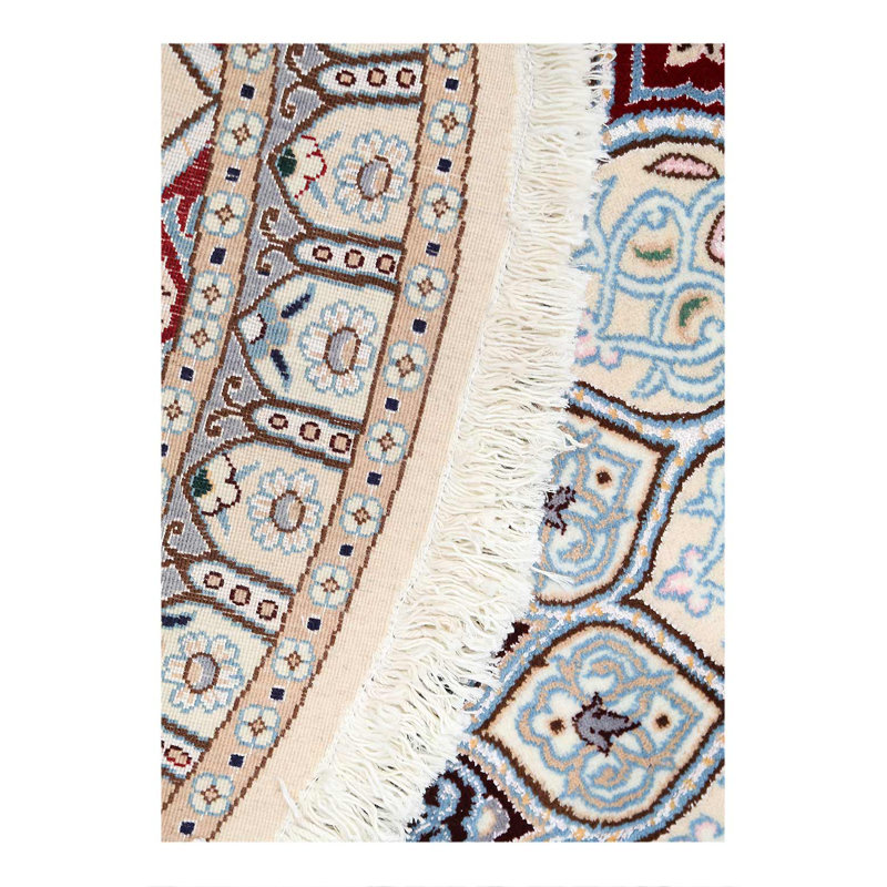 Tapis ivoire en laine et laine persane noué à la main de couleur ivoire 4 pi 3 po x 4 pi 3 po