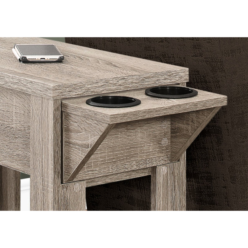 Table d'appoint compacte compacte en stratifié taupe foncé, qui répond aux besoins de rangement de la table de salon et de chambre à coucher, avec des solutions fonctionnelles