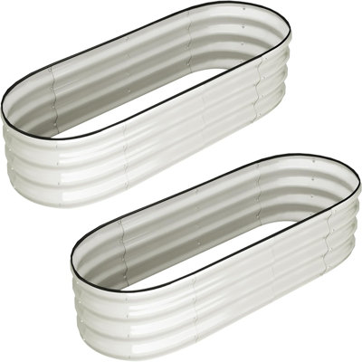 2 Pcs 4.5x2x1FT Galvanized Raised Garden Bed Outdoor Planters for Outdoor Plants Open-Ended Base Planter Raised Boxes for Vegetables Flowers Fruits - Off White