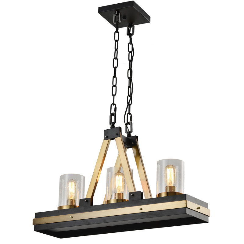 Luminaire suspendu linéaire pour îlot de cuisine 3 lumières Braggs