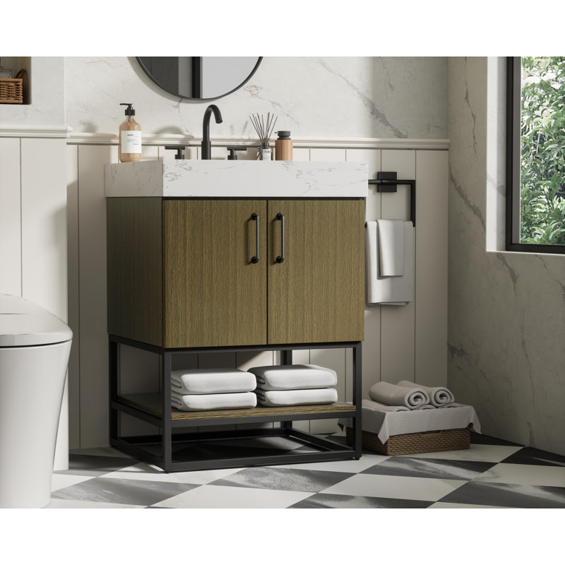 Meuble-lavabo simple 24 po, Brun châtaigne