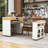 Extendable Kitchen Cart with Folding Top, Dining Table, Built-In Power Outlet and Locking Casters-1086563955