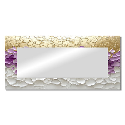 Fragmented Lavender And Golden Petals In The Wind - Modern Mirror For Wall Art Decor