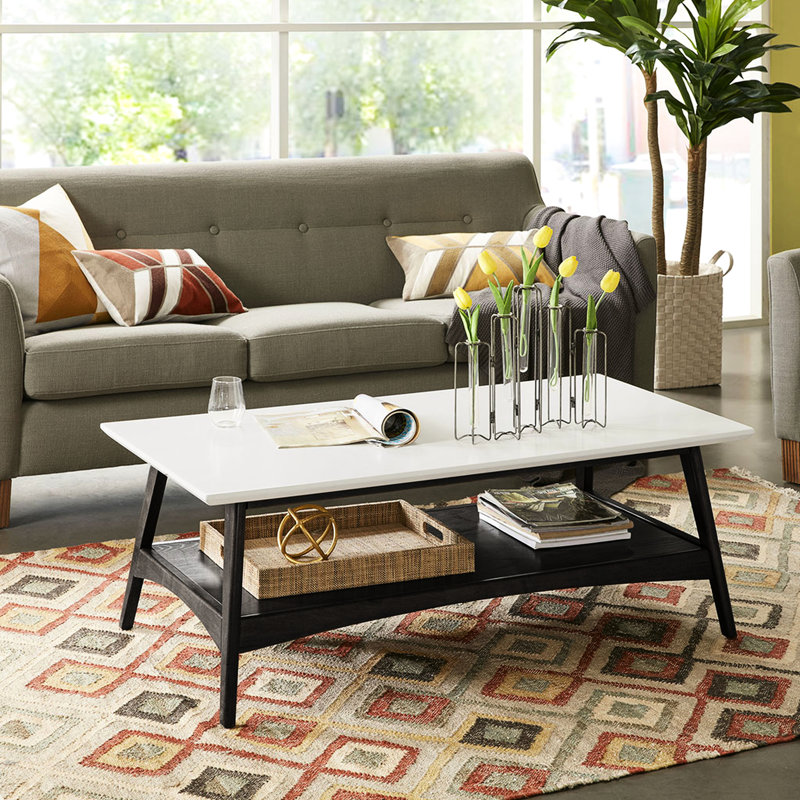 Table basse captivante composée d'une tablette à deux tons, assemblage nécessaire, l 48 po x P 24 po H 17 po distinctif avec design, requis,