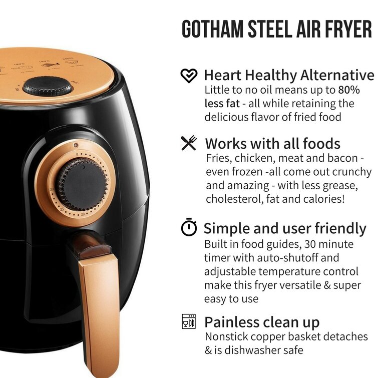 Gotham Steel - 4 qt. Analog Air Fryer - Black/Copper