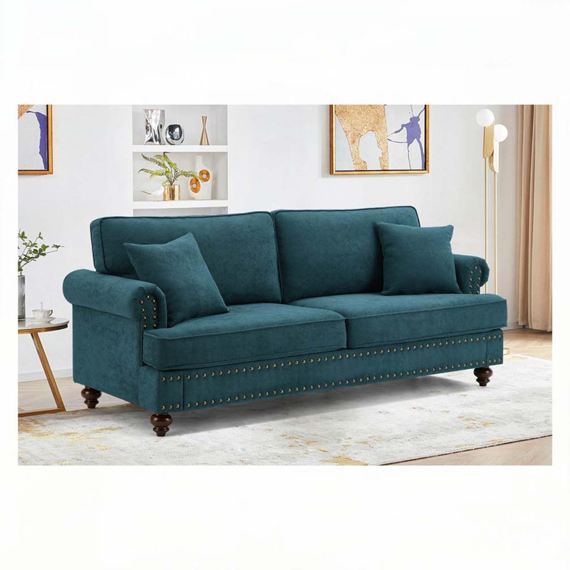 Canapé en chenille, H 36,43 po x l 82,09 po x P 33,07 po, 3