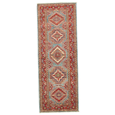 Kazak Wool Oriental Area Rug in Blue/Rust