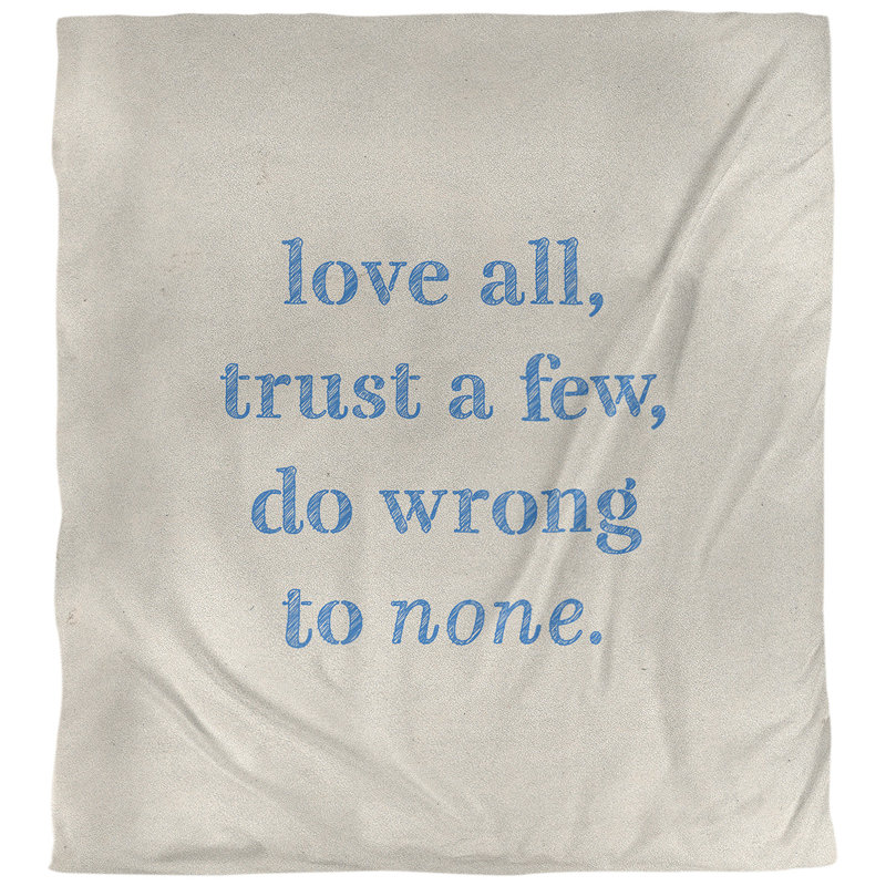 Housse de couette Do No Wrong Quote, Housse de couette pour très grand lit, Blanc / Bleu