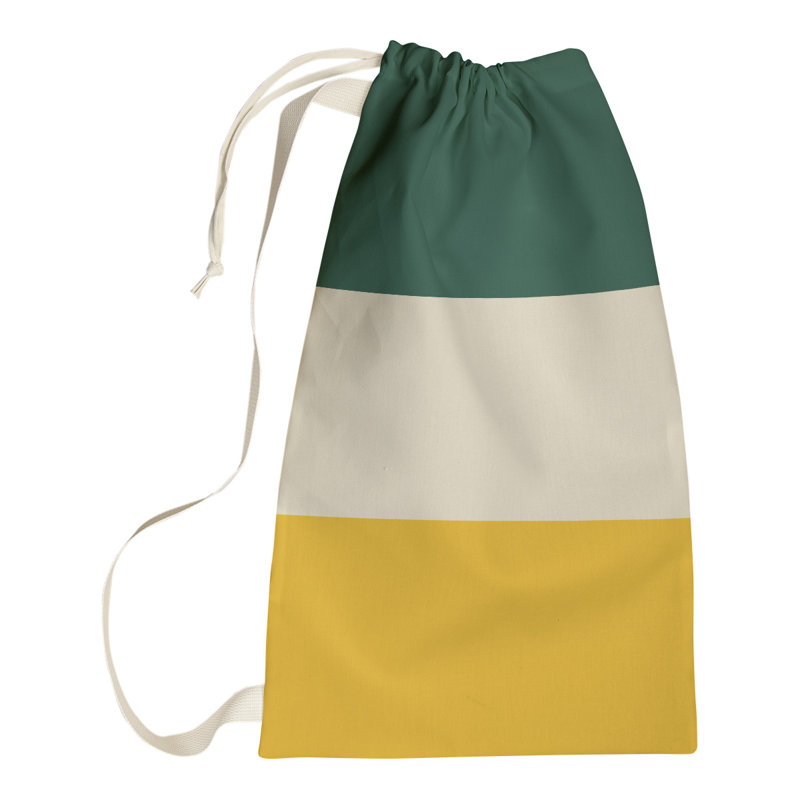 Fabric Laundry Bag with Handles, 29" H x 18" W x 1.5" D, Forest Green/Minnesota Wheat/Harvest Gold