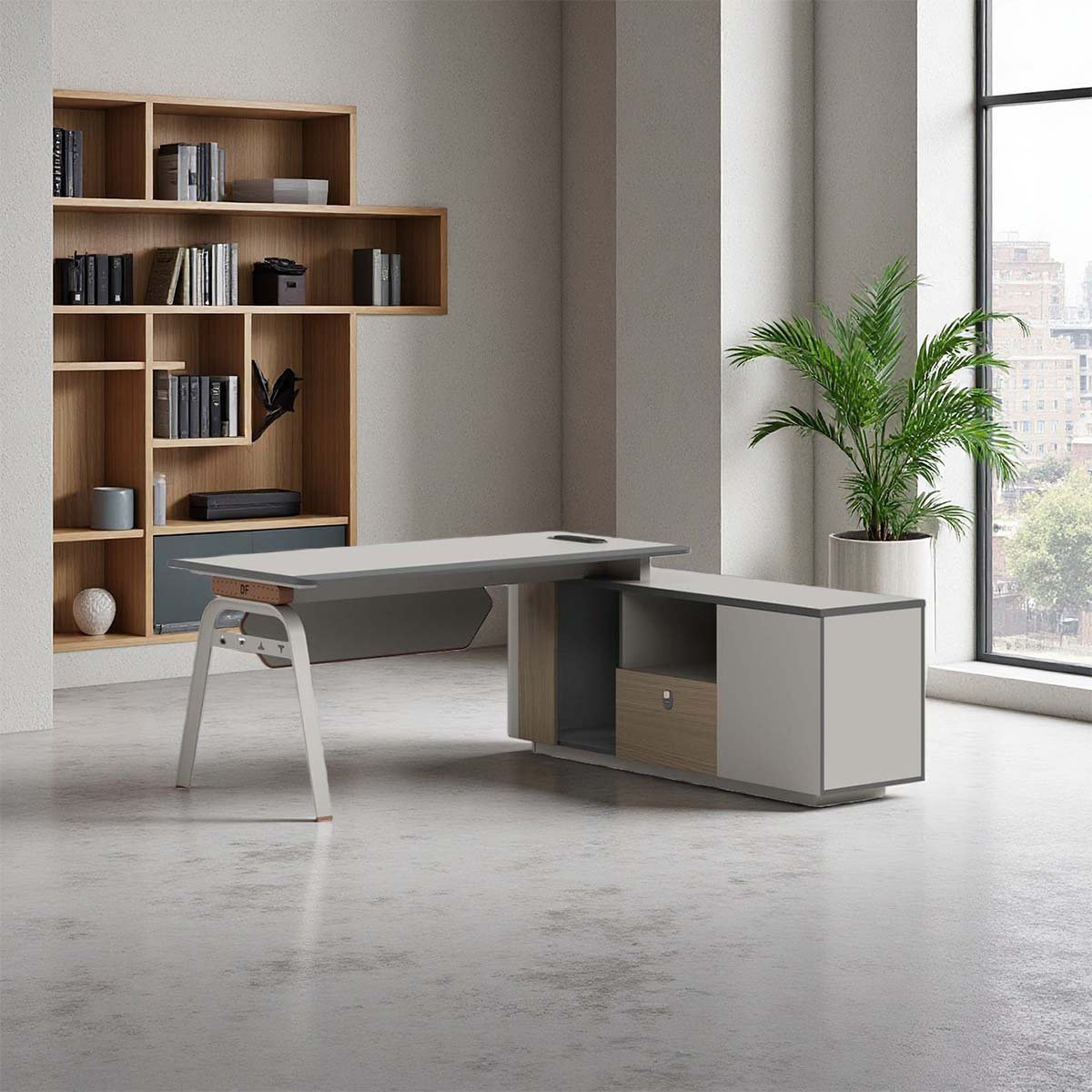 Panel Leg Office Table Corrigan Studio Metal table legs office desk, office desk and chai ...