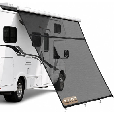 Pare-soleil RV auvent 9 pi x 17,3 pi (pour auvent de 18 pi), pare-soleil en filet anti-UV pour camping-car, caravane et remorque de voyage, ensemble de pare-soleil d'extérieur