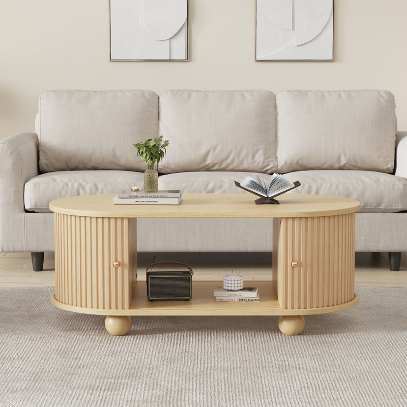 Four Leg Coffee Table with Storage, Natural