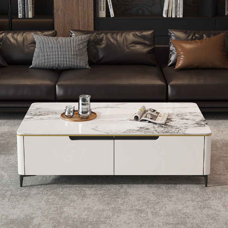 Table basse Modern, Crème, crème, H 16,5 po x L 47,2 po x l 23,6 po