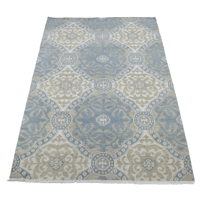 Tapis bleu sarcelle à motif géométrique 6X9