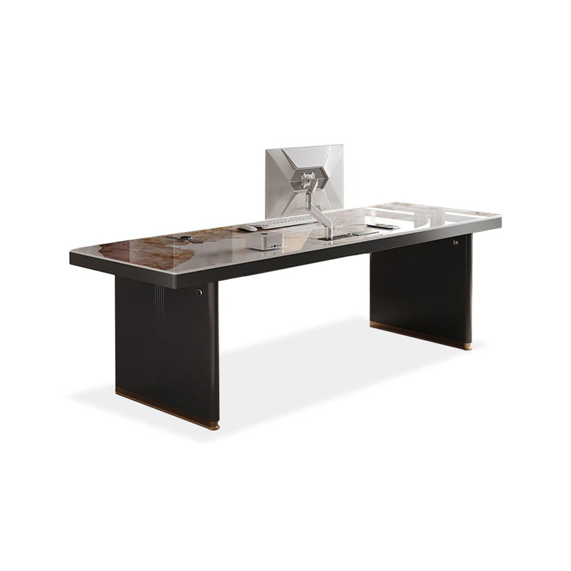 Bureau rectangulaire en bois manufacturé gris, H 29,53 po x l 78,74 po x P 31,5 po