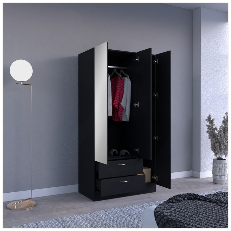 Armoire à miroir 3 portes Riverside, Noir
