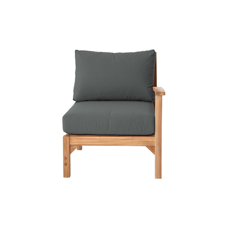Chaise longue d'extérieur en teck avec coussins Sunbrella Huntington, Charbon
