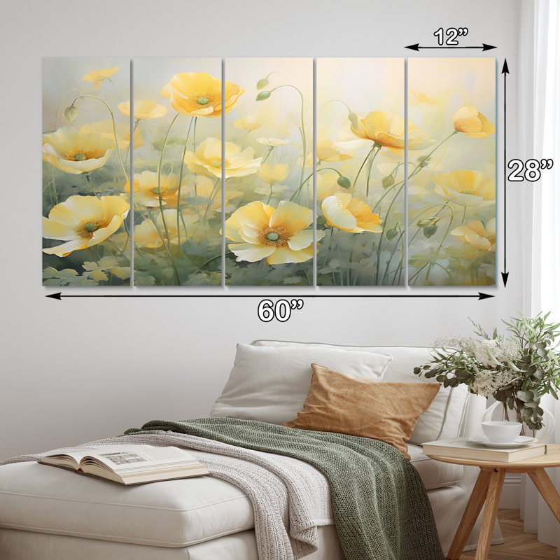 Bouton d'or blanc blanc, impression romantique II, 5 pièces