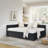 Upholstered Tufted Bed Frame With Two Drawers, Sofa Bed Frame With Comfortable Backrest And Armrests, Velvet-1331391104