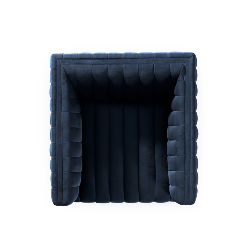 Augustine Swivel Tufted Chair, Sapphire Navy Polyester Blend