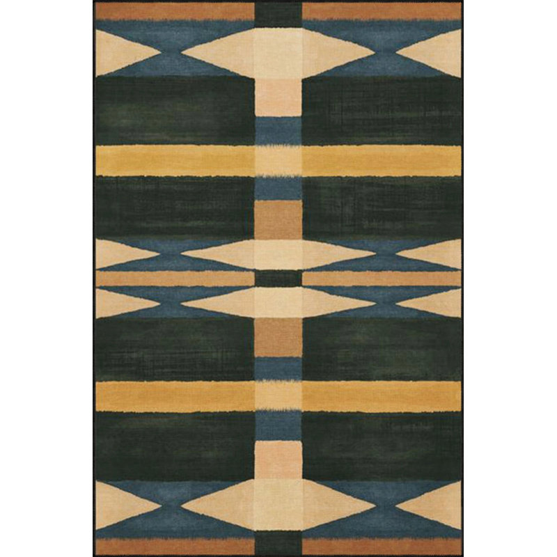 Geometric Colorful Ethnic Patterned Washable Decorative Carpet, Rectangle 5'2" x 7'7"