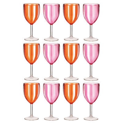 Acrylic Stemmed Wine Glasses With Striped Motifs
