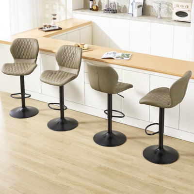 Swivel Upholstered Adjustable Height Counter Stool with Metal Frame
